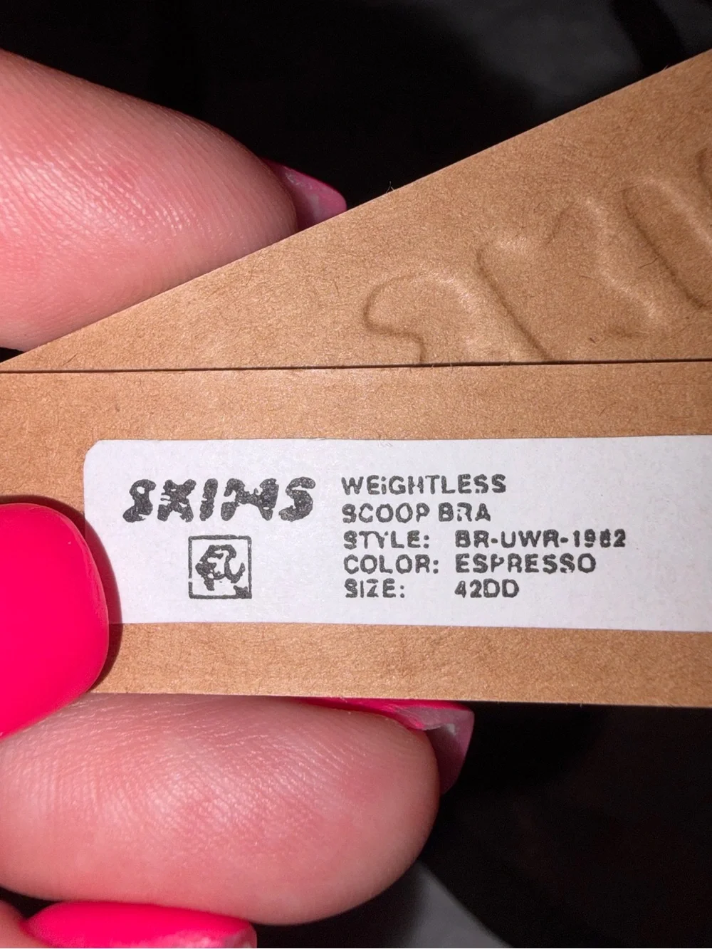 NWT Skims Weightless Scoop Bra espresso Sz 42DD